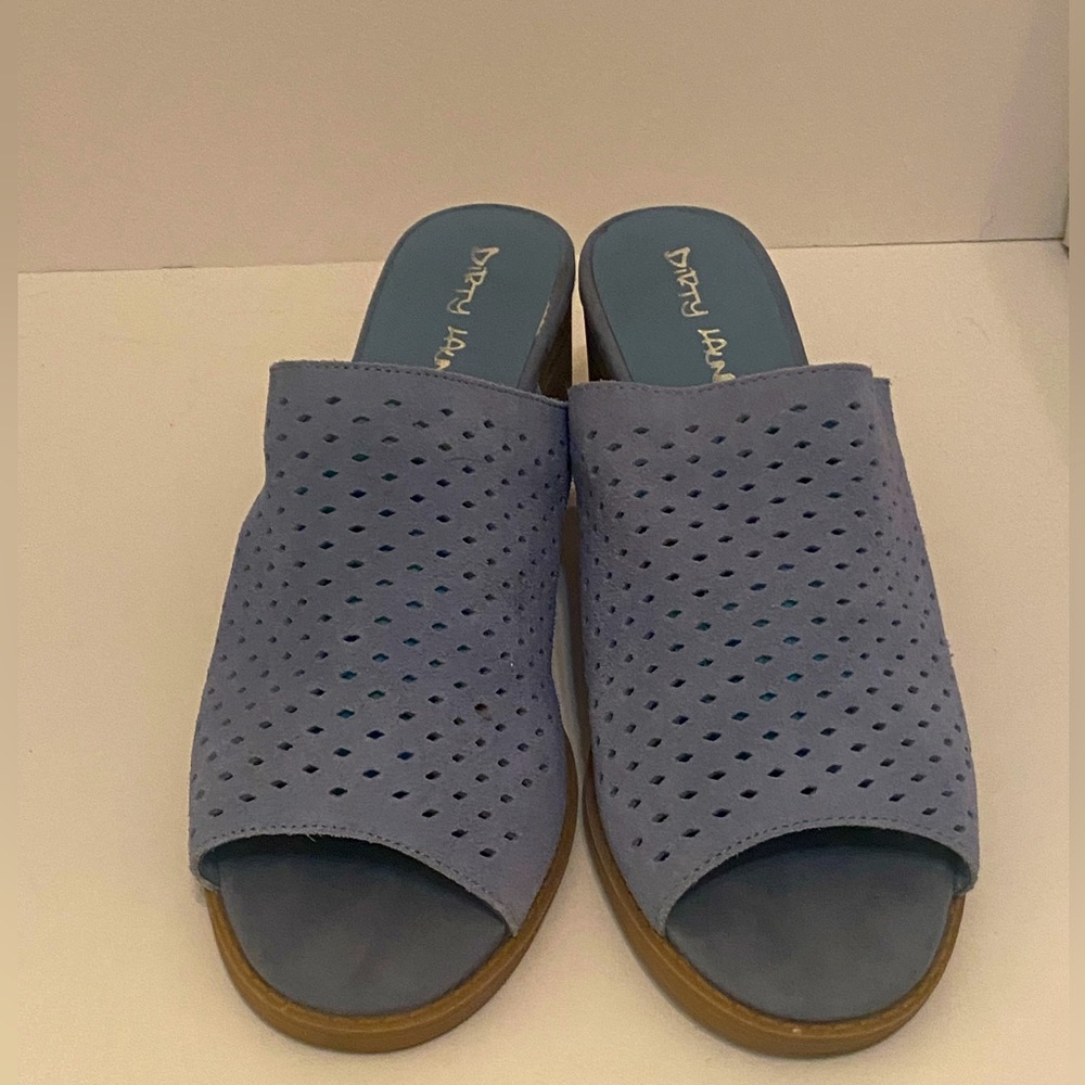 Light Blue Suede Slip-on Mules